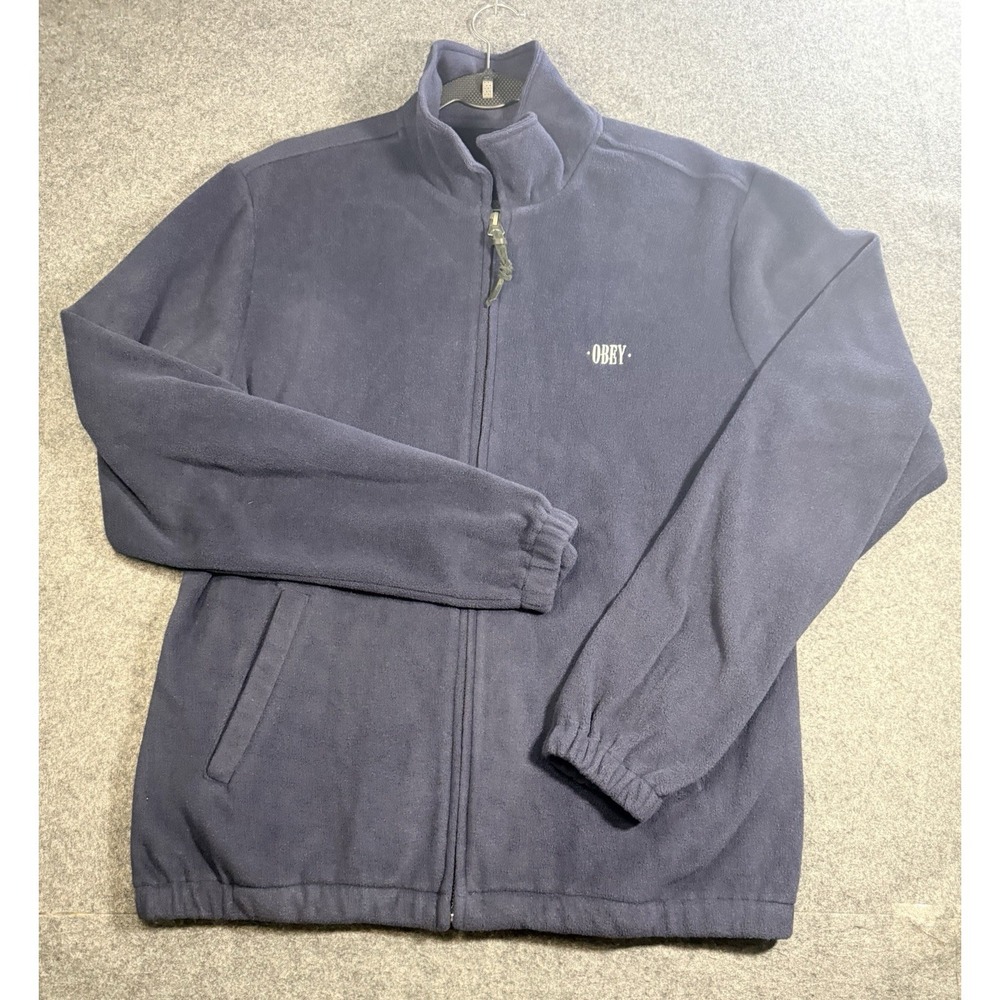 Obey Worldwide Full Zip Fleece Jacket Size M Blue